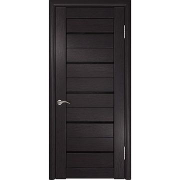 Межкомнатная дверь экошпон Legend ЛУ-22 венге стекло чёрная лакобель