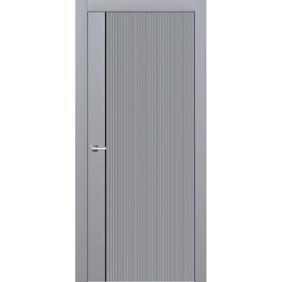 Межкомнатная дверь эмаль Ofram Линнея 2 серая с молдингом глухая