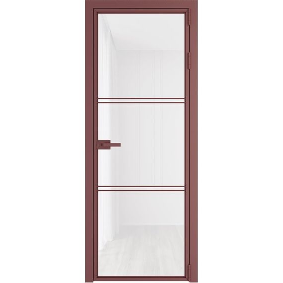 Алюминиевая межкомнатная дверь 3AХ красный антрацит остеклённая