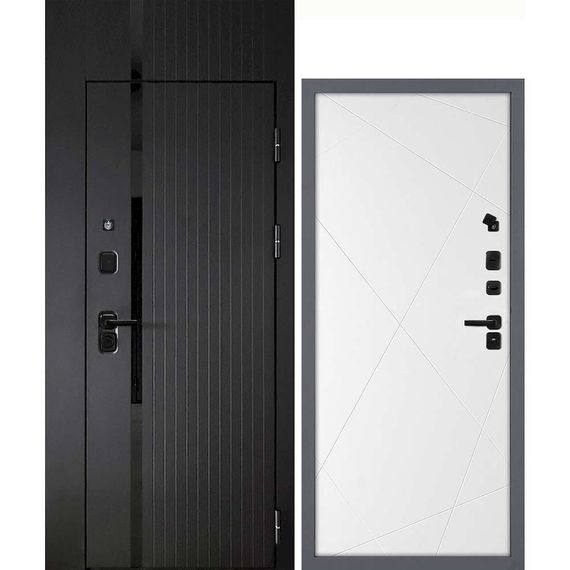 Входная дверь с фальшфрамугой Сити-1Ф панель фрезерованная PR-103 белая