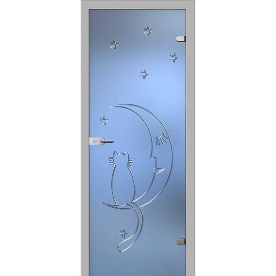 фотография стеклянной двери Акма Ночь с наличниками из экошпона в цвете манхеттен