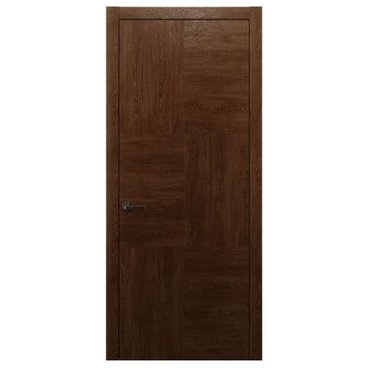Межкомнатная дверь массив дуба Alvero Флэт-III табачный глухая