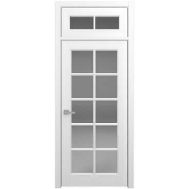 Межкомнатная дверь с верхней фрамугой Классика 5 белая со стеклом