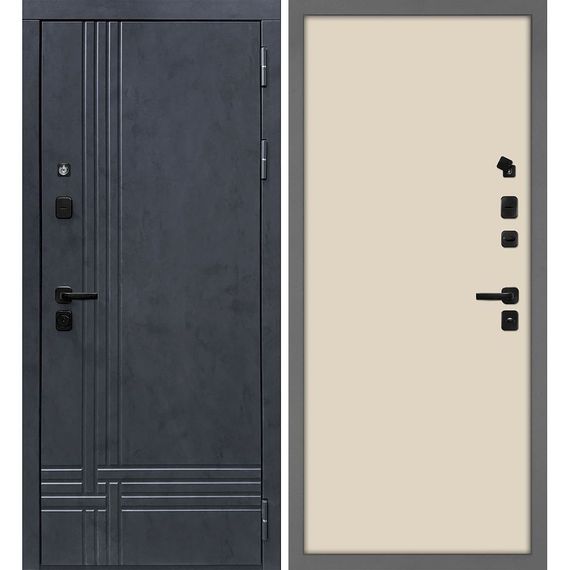 Входная дверь Осло бетон антрацит панель гладкая бежевая