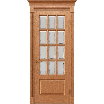 Межкомнатная дверь массив дуба Alvero Анна орех золотой остеклённая