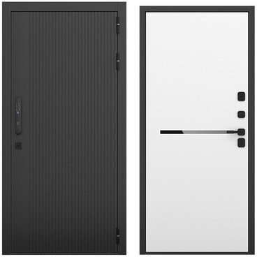 Входная дверь Смарт чёрный силк панель горизонт