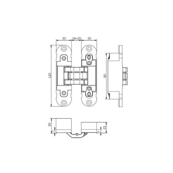 Петля дверная скрытая Otlav Invisacta IN300 с накладками