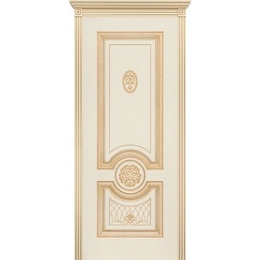 Межкомнатная дверь эмаль Гамма Корона В3 слоновая кость патина золото глухая