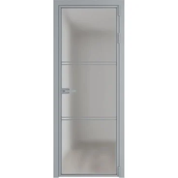 Алюминиевая межкомнатная дверь 3AХ серебро остеклённая