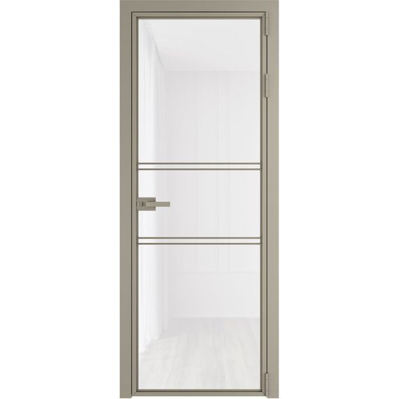 Алюминиевая межкомнатная дверь 2AХ никель матовый остеклённая