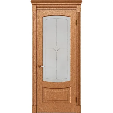 Межкомнатная дверь массив дуба Alvero Алина орех золотой остеклённая