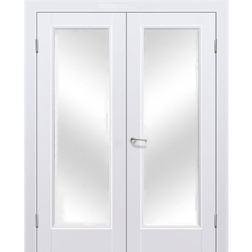 Двустворчатая распашная дверь Кобальт 42 магнолия остеклённая