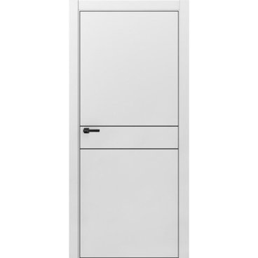 Межкомнатная дверь ПЭТ Silk-3 светло-серая кромка ABS чёрная молдинг