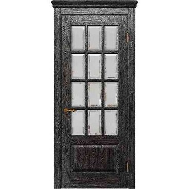 Межкомнатная дверь массив дуба Alvero Анна седая ночь остеклённая