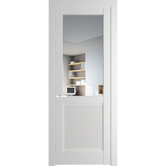 Межкомнатная дверь 2.2.2PM крем вайт остеклённая