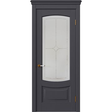 Межкомнатная дверь массив дуба Alvero Алина графит остеклённая