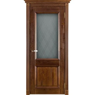 Межкомнатная дверь массив дуба Афина античный орех остекленная