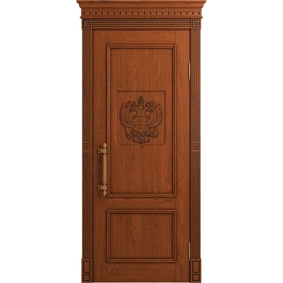 Межкомнатная дверь массив дуба Статус табачный патина черная глухая