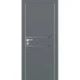 Фото межкомнатной двери экошпон Profilo Porte PX-18 графит с алюминиевой кромкой с 2-х сторон стекло Lacobel серый
