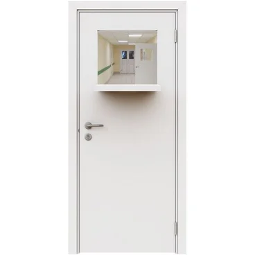 Влагостойкая дверь белая с выпадающим окном