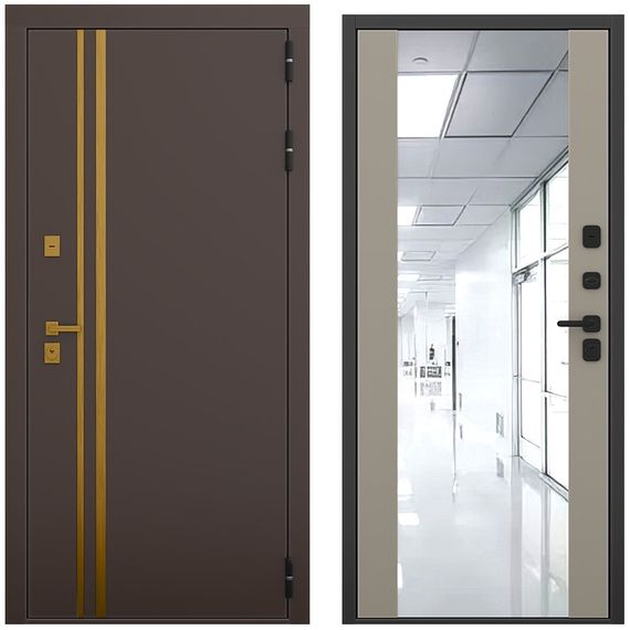 Входная дверь Баухаус амаретто силк панель зеркало Maxi варм грей