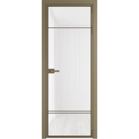 Алюминиевая межкомнатная дверь 4AХ шампань остеклённая