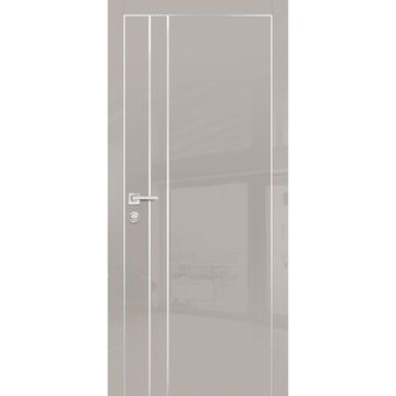 Межкомнатная дверь HGX-14 латте глянец с алюминиевой кромкой