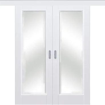 Раздвижная двустворчатая дверь Кобальт 42 магнолия остеклённая