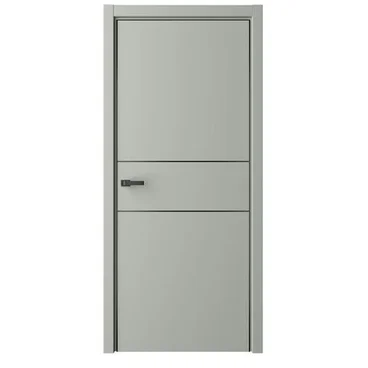 Межкомнатная дверь эмаль Лайн 3 серая глухая чёрная алюминиевая кромка