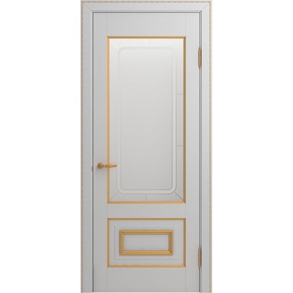 Межкомнатная дверь массив бука Viporte Неаполь аворио патина золото остеклённая