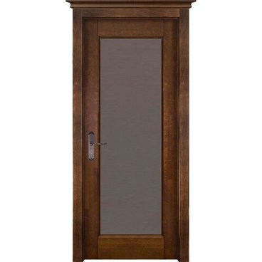 Межкомнатная дверь массив ольхи ОКА M4 античный орех остеклённая