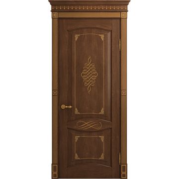 Межкомнатная дверь массив дуба Viporte Венеция Декор кофе патина золото глухая