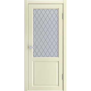 Межкомнатная дверь экошпон Emalit 2 слоновая кость со стеклом