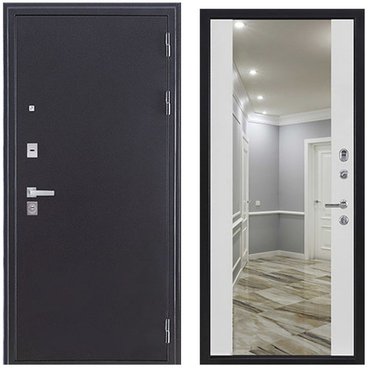 Входная дверь Колизей Плюс антик тёмное серебро панель зеркало INFINITY