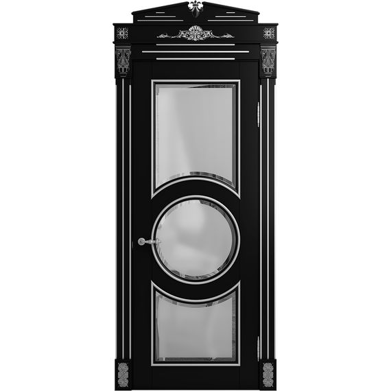 Межкомнатная дверь массив бука Viporte Лацио Амбиенте нуар патина серебро остекление 3