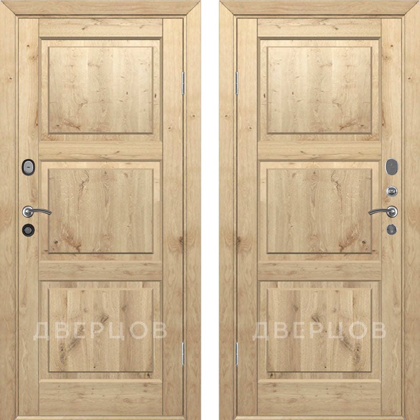 Фото входной двери из массива дуба Модель № 8 под покраску с сучками