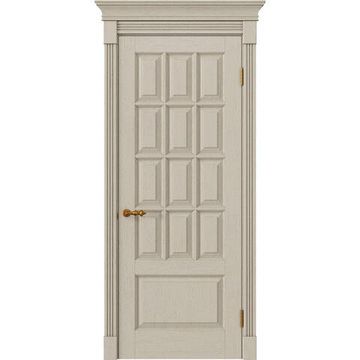 Межкомнатная дверь массив дуба Alvero Анна молоко патина золото глухая