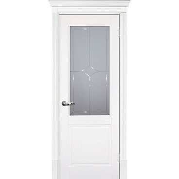 Межкомнатная дверь эмаль Текона Смальта 15 белая RAL 9003 остеклённая