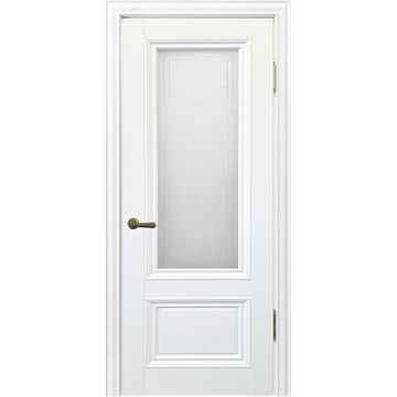 Межкомнатная дверь экошпон Алтай 802 снежная королева остеклённая