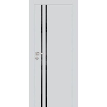 Межкомнатная дверь экошпон Profilo Porte PX-11 агат с алюминиевой кромкой с 4-х сторон стекло Lacobel чёрный