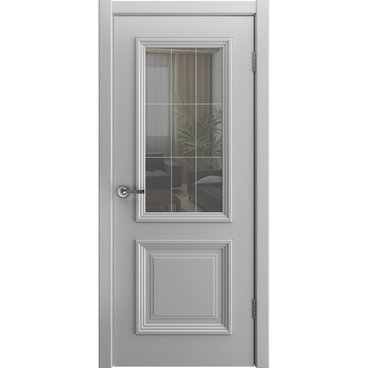 Межкомнатная дверь эмаль Скалино 2 серая RAL 7047 со стеклом
