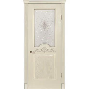Межкомнатная дверь шпон Париж крем остеклённая