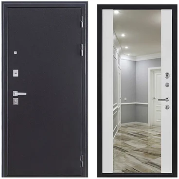 Входная дверь Колизей Плюс антик тёмное серебро панель зеркало INFINITY