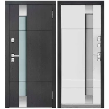 Входная уличная дверь Скандинавия графит ПВХ белая эмаль