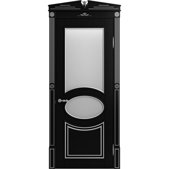 Межкомнатная дверь массив бука Viporte Лацио нуар патина серебро остеклённая