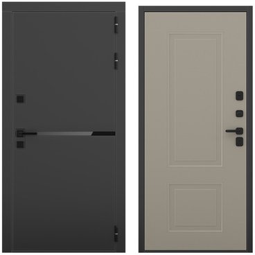 Входная дверь Горизонт чёрный кварц панель кобальт