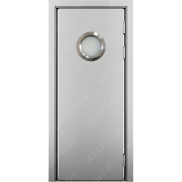Маятниковая влагостойкая дверь Kapelli серый RAL 7035 с иллюминатором