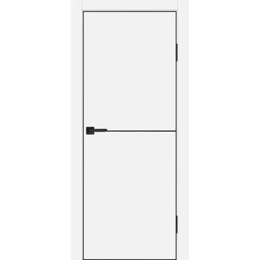 Межкомнатная белая дверь ПЭТ P-19 кромка ABS черная молдинг