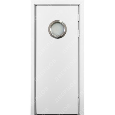 Маятниковая влагостойкая дверь Kapelli белая с иллюминатором