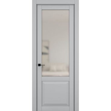 Межкомнатная дверь керамик NC 4 шеллак серый остеклённая
